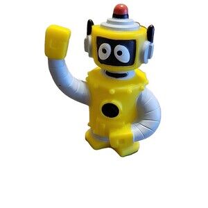Yo Gabba Gabba Plex Yellow Robot 2008 Spin Master PVC‎ Figure 3.5” Cake Topper